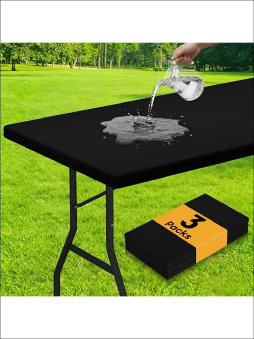 Elastic Fitted Vinyl Tablecloths for Folding Tables, Waterproof Flannel Backed